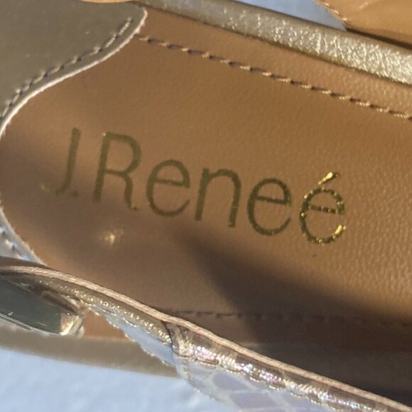 J.Renee'  SZ9  Laceyann Golds Sling Back Snakeskin Kitten Heels Essential Chic - Picture 8 of 9